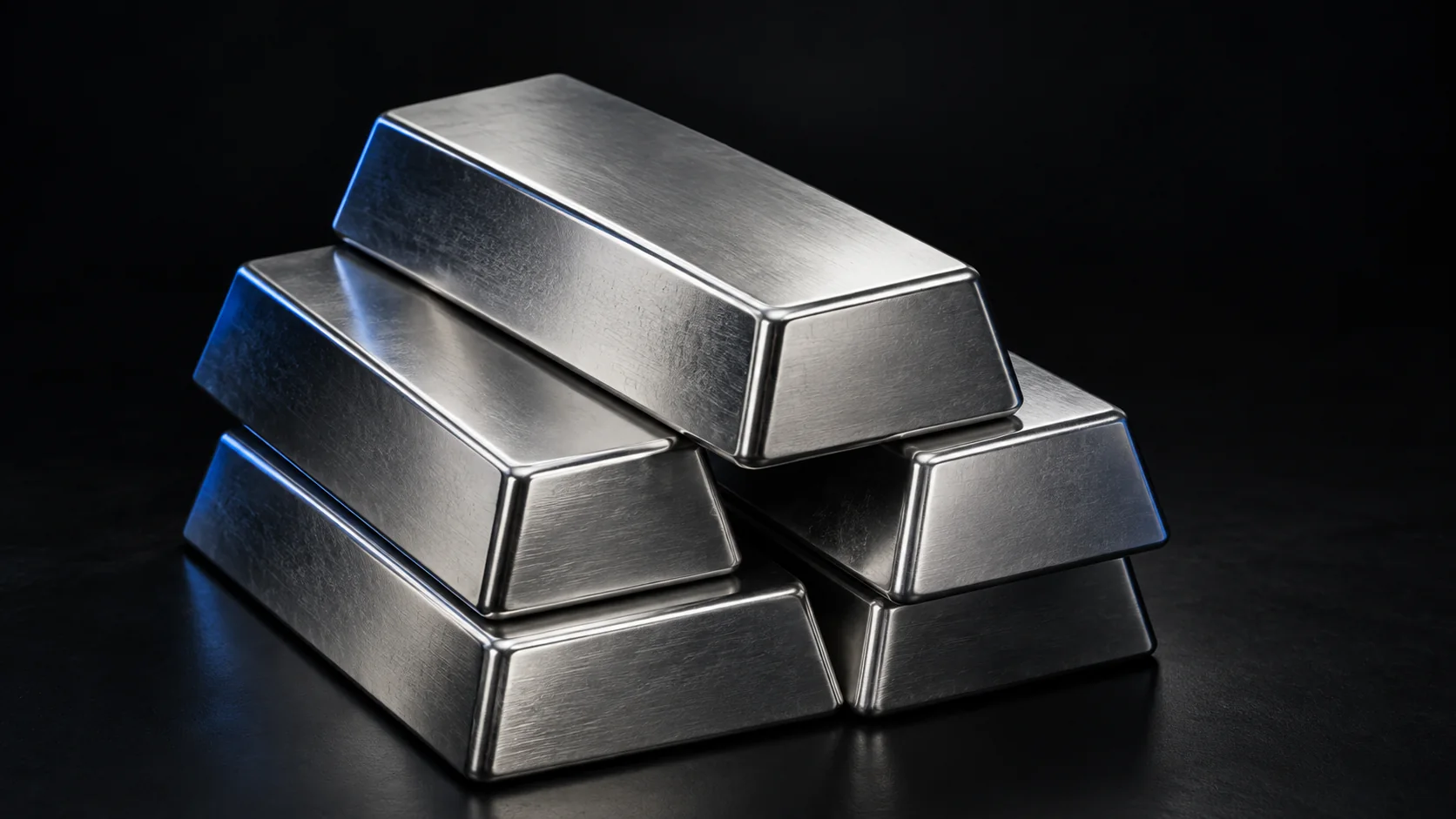 Stacked silver bullion bars